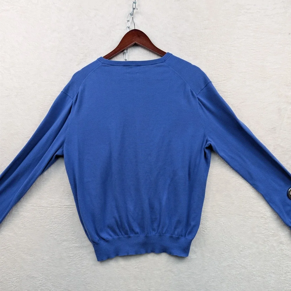 Polo Ralph Lauren Sweater Men's L Blue V-Neck Pima Cotton Slim Fit Pony Preppy